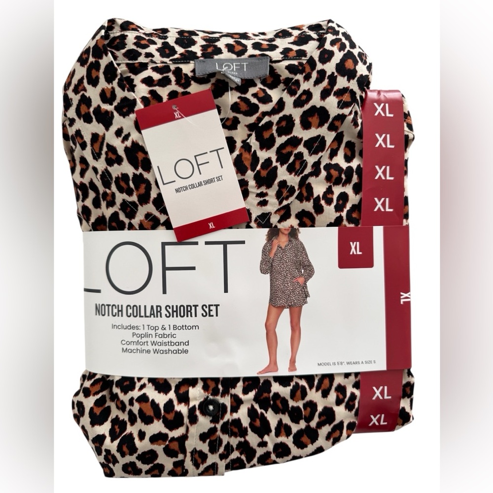 Loft Animal Print Two Piece Pajama Set, Size XL - NIP - Picture 6 of 9